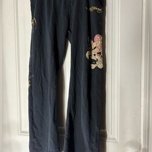ed hardy classic Black Graphic Pants